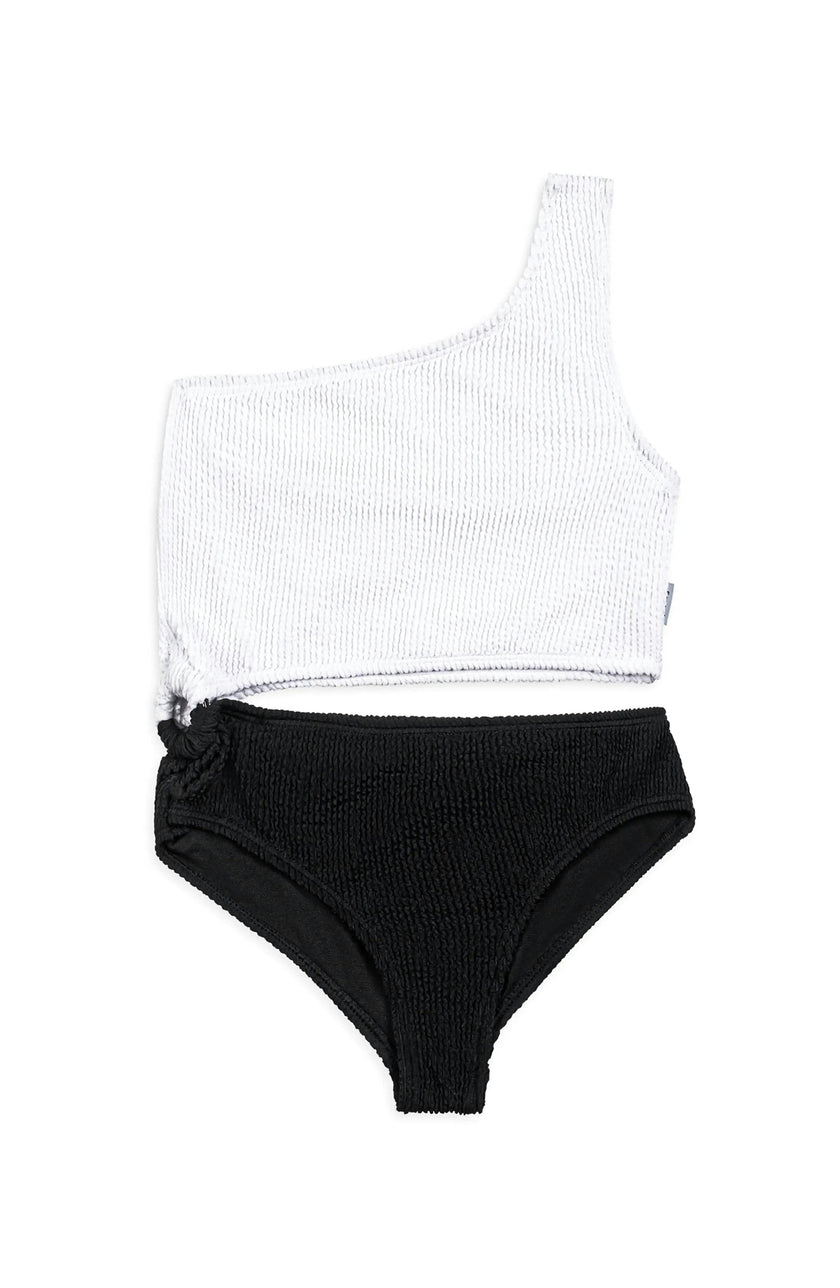 Dina Crinkle Side Cutout One Piece Swimsuit