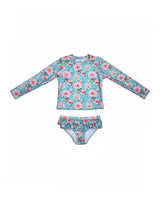 Girls 2-Piece Rashie Set – Long Sleeve & Frill Bottoms (Meadowlight)