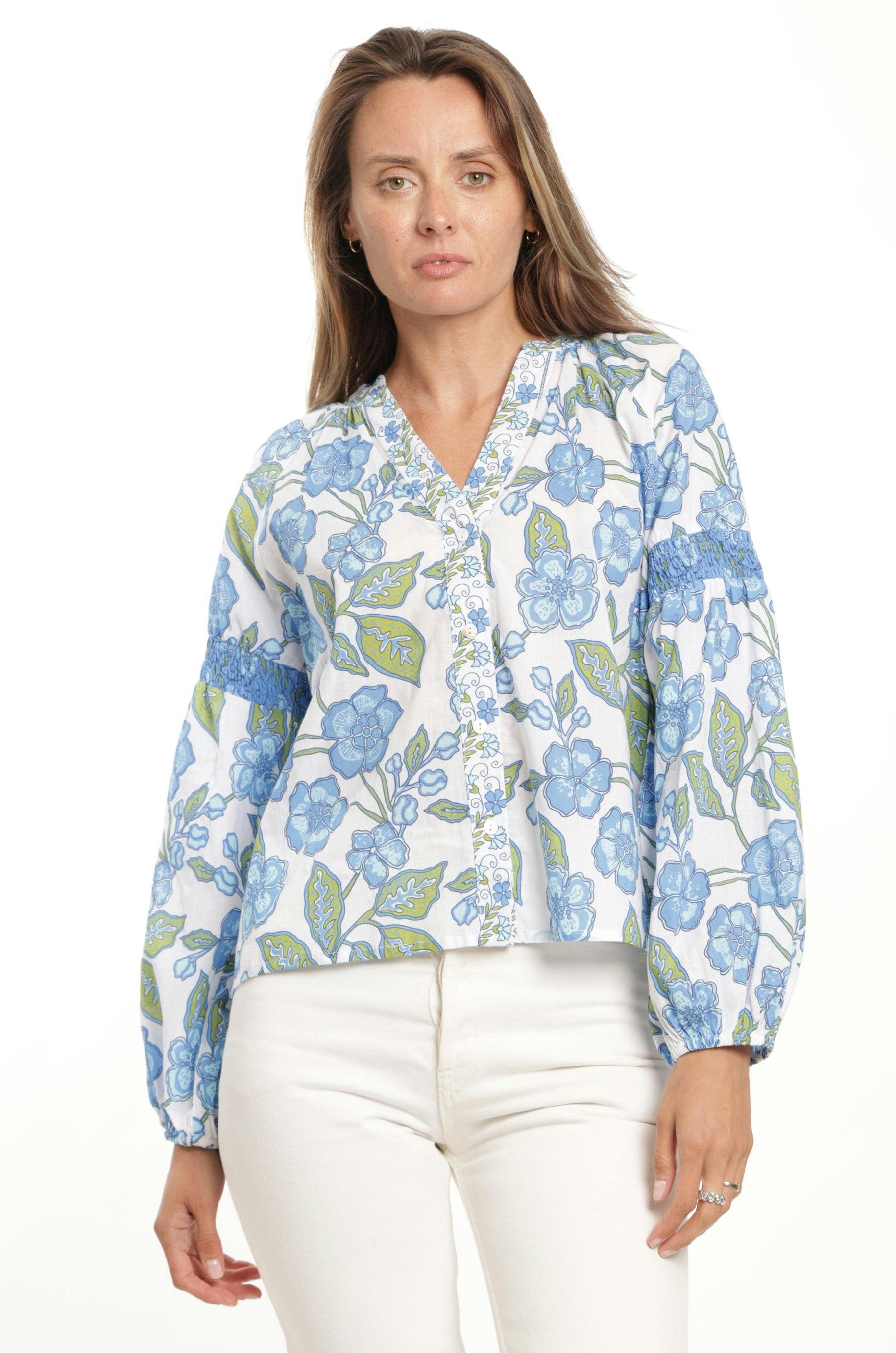Carlie Blouse - Fleur Bleu