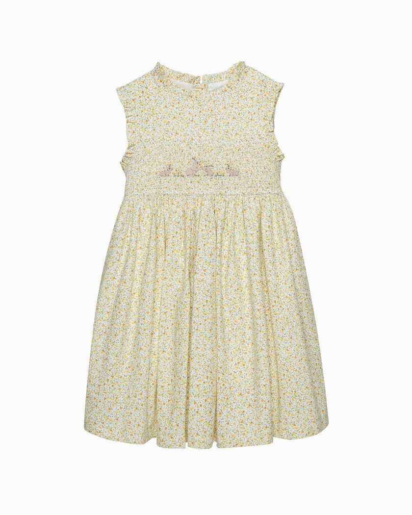 Bunny Smocked Dress in Yellow
