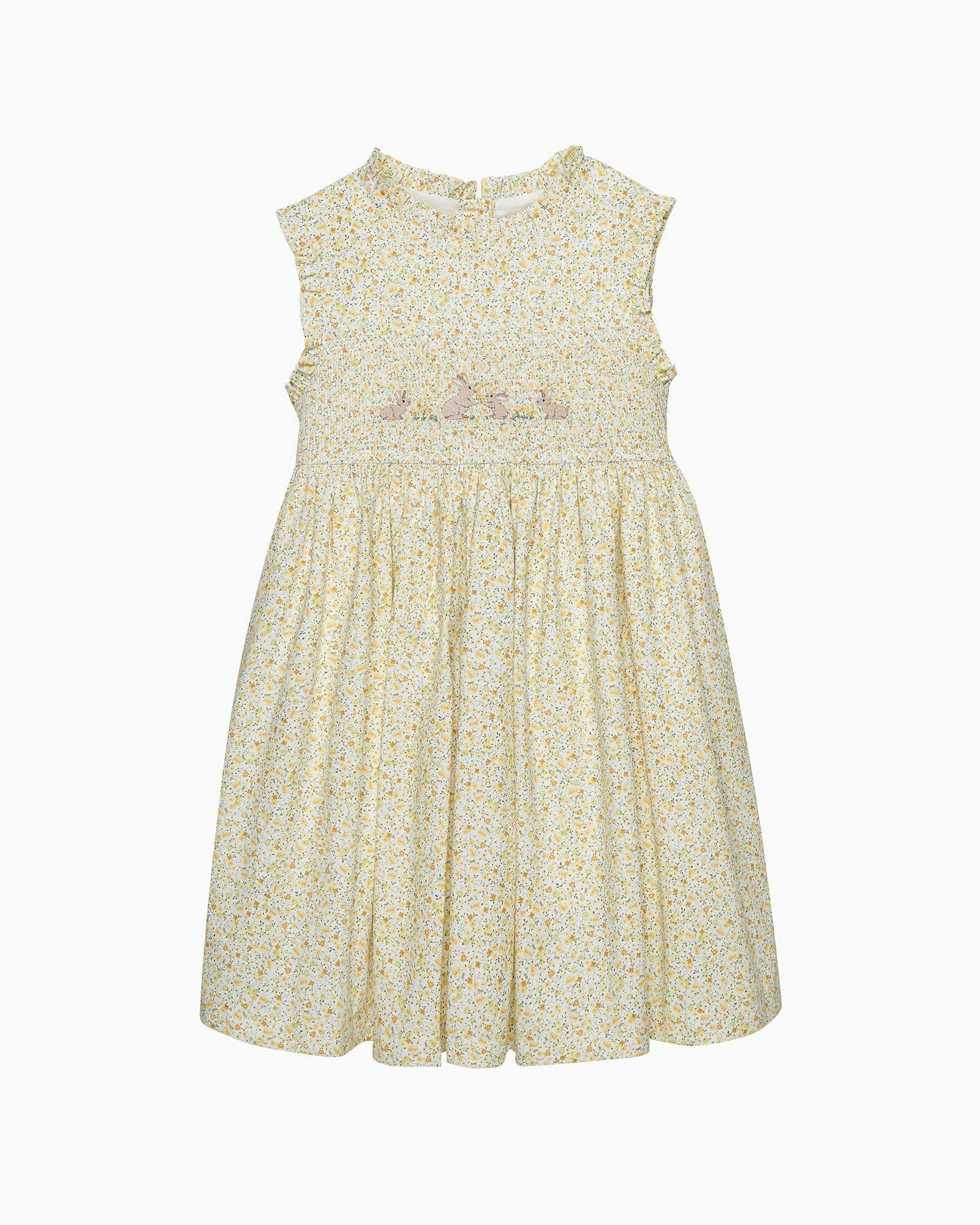 Bunny Smocked Dress in Yellow