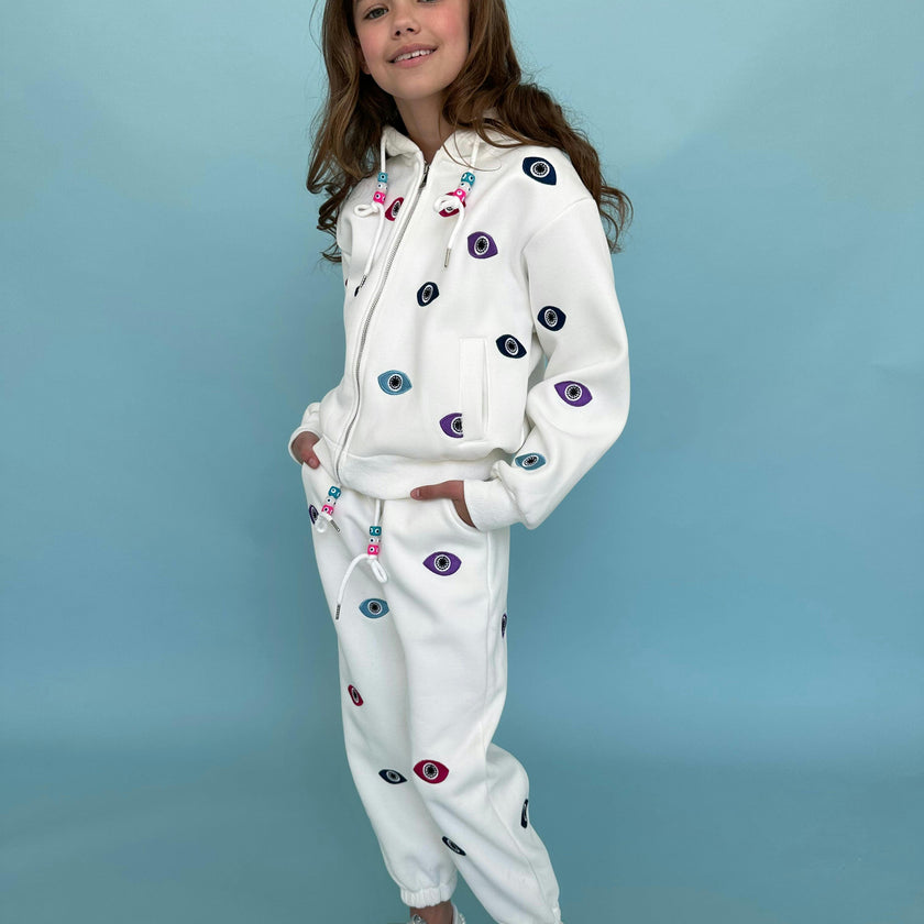 Rainbow Evil Eye Applique 2-Piece Jogger Set