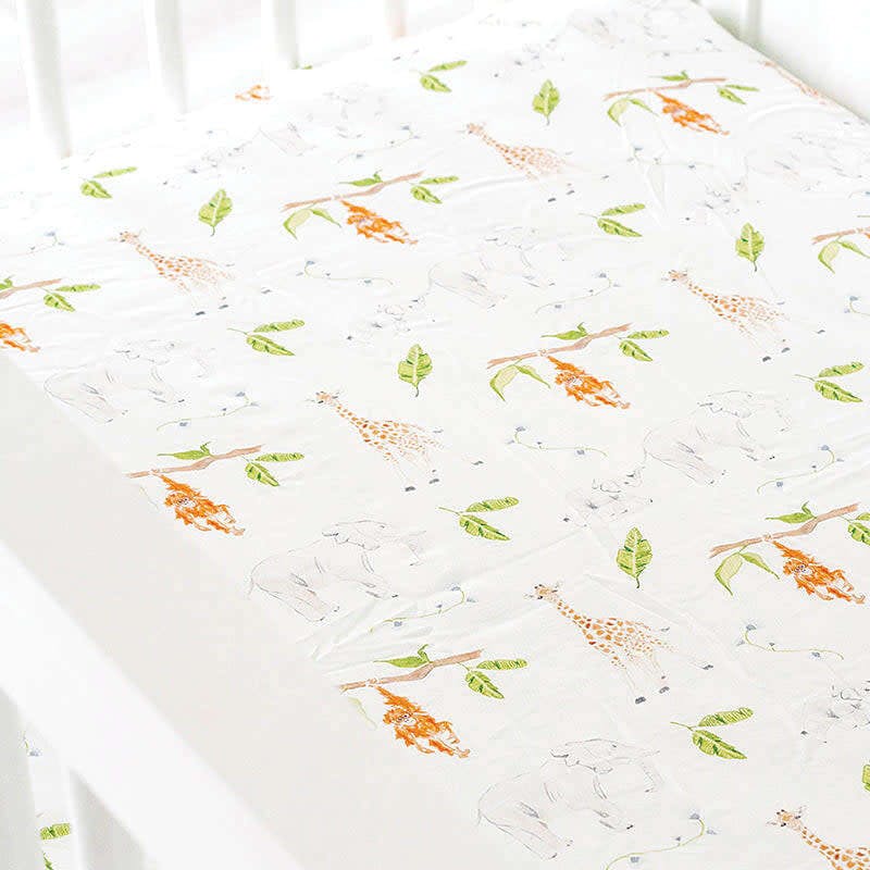 The Safari Party Print Crib Sheet