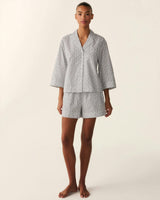The Olivia Poplin Short Set in Ditsy Waltz White