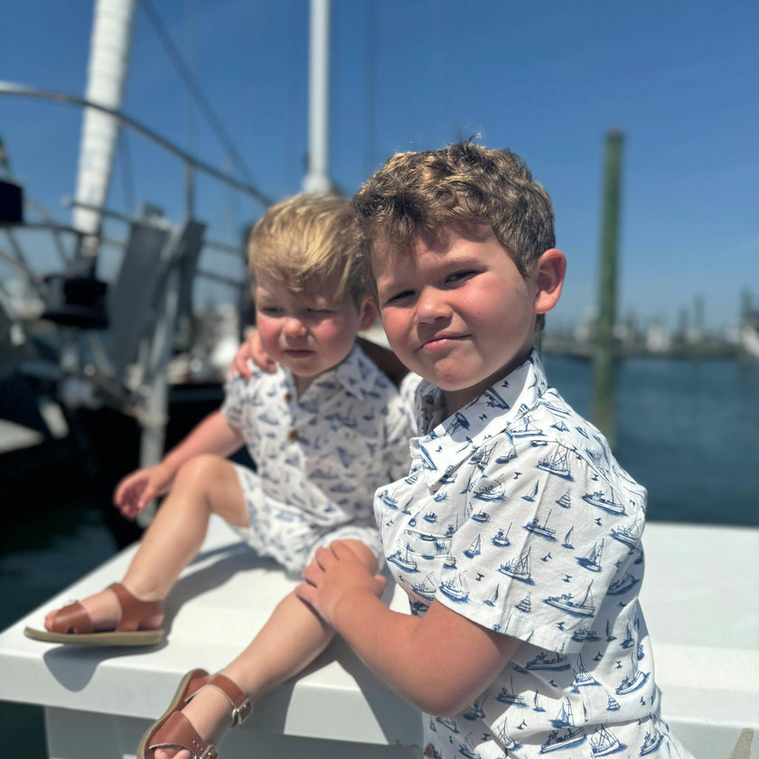 MOLOKAI Navy Boats Printed Romper