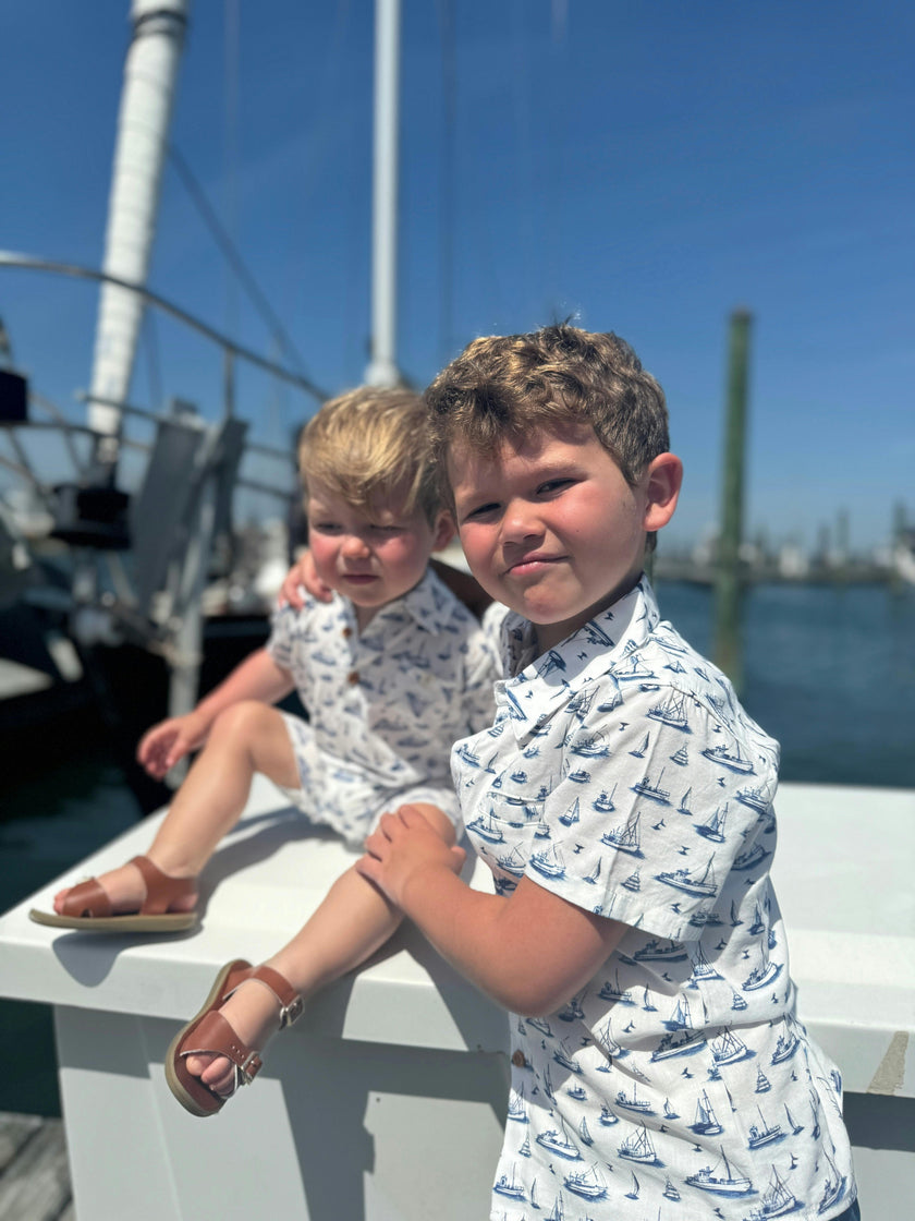 MOLOKAI Navy Boats Printed Romper