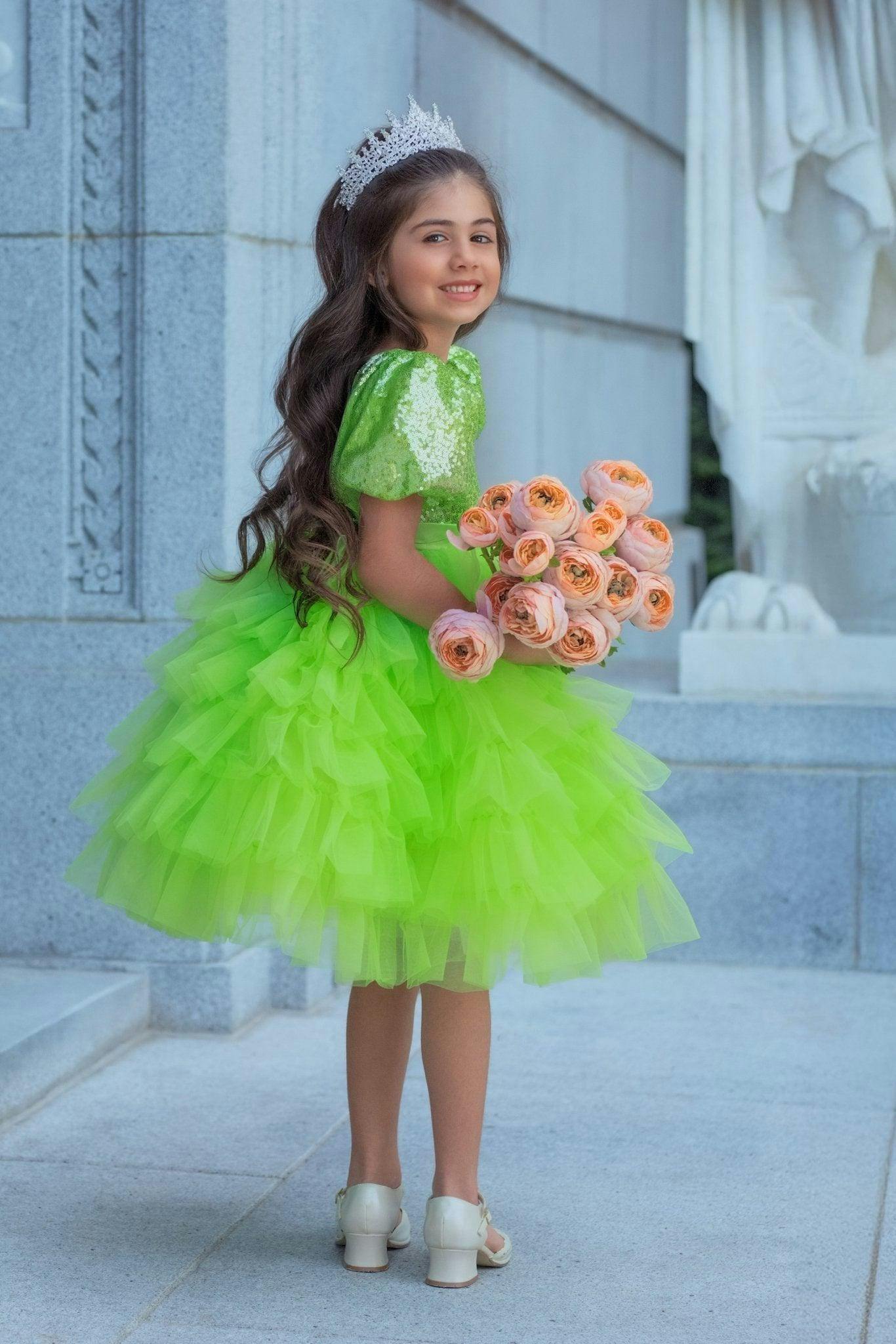 Enchanted Lime Sequin Tulle Dress