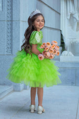 Enchanted Lime Sequin Tulle Birthday Dress for Girls