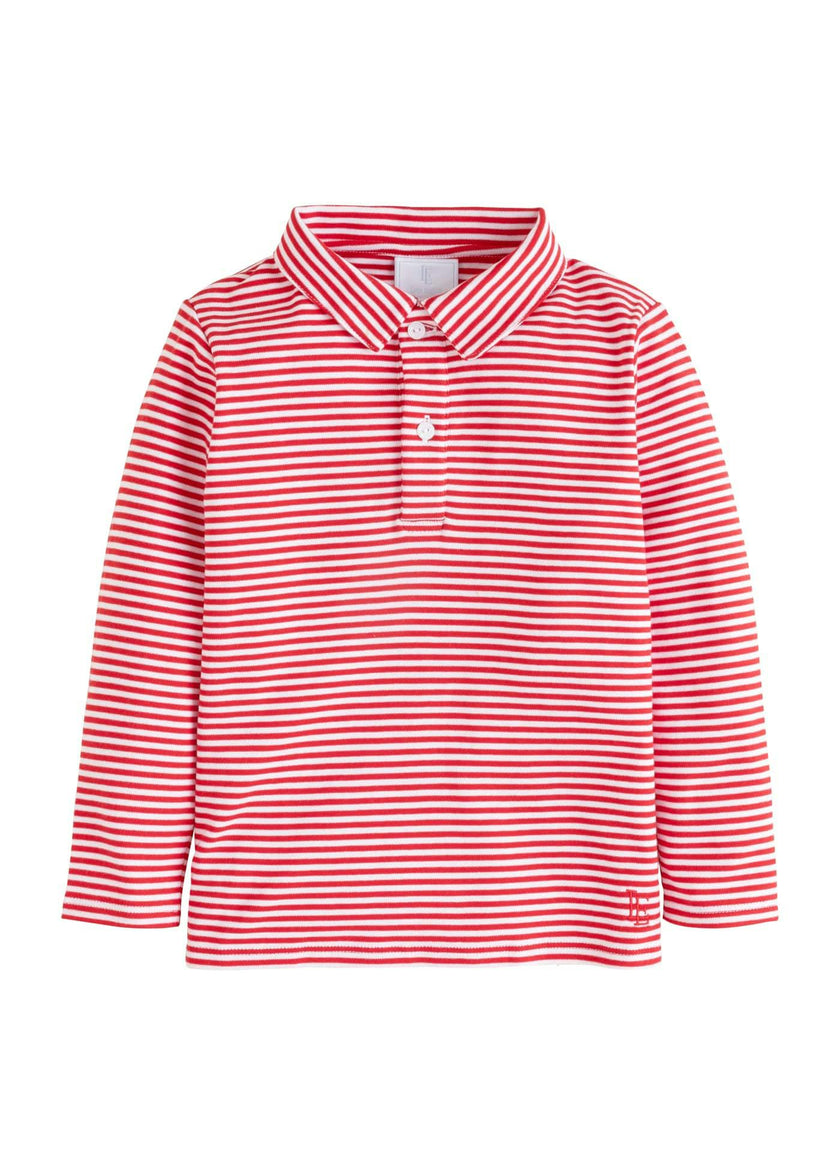 Long Sleeve Polo - Red Stripe