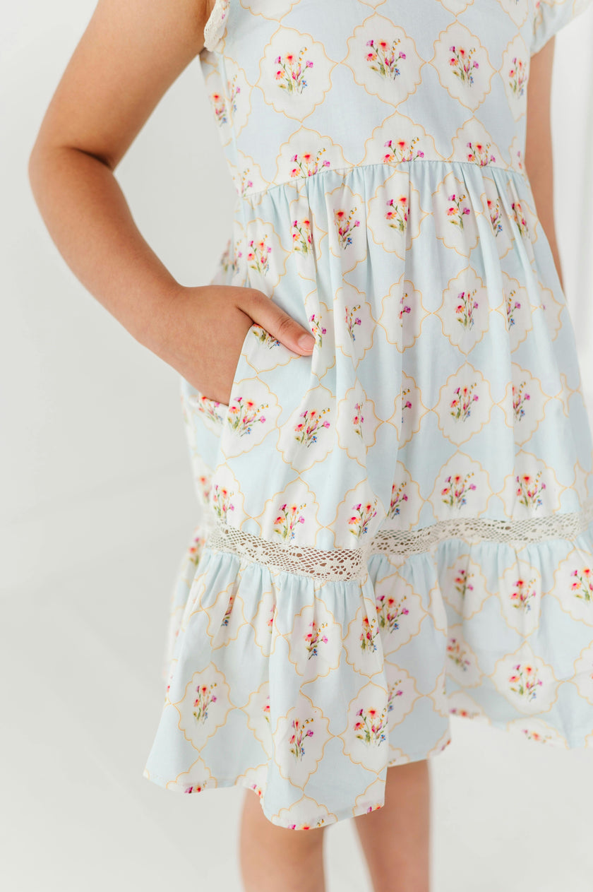 Garden Trellis Ruffle Dress