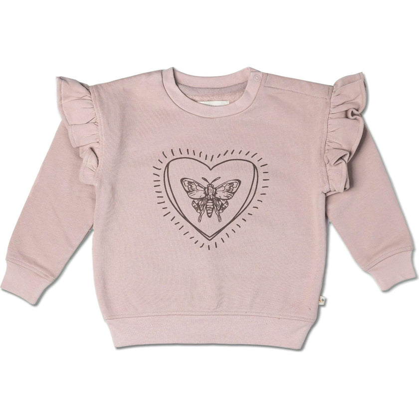 Organic Fleece Ruffle Sleeve Sweatshirt