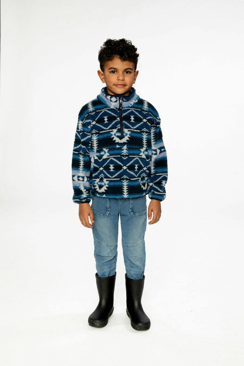 Mid-Season Plush Pullover Jacket Aztec Blue
