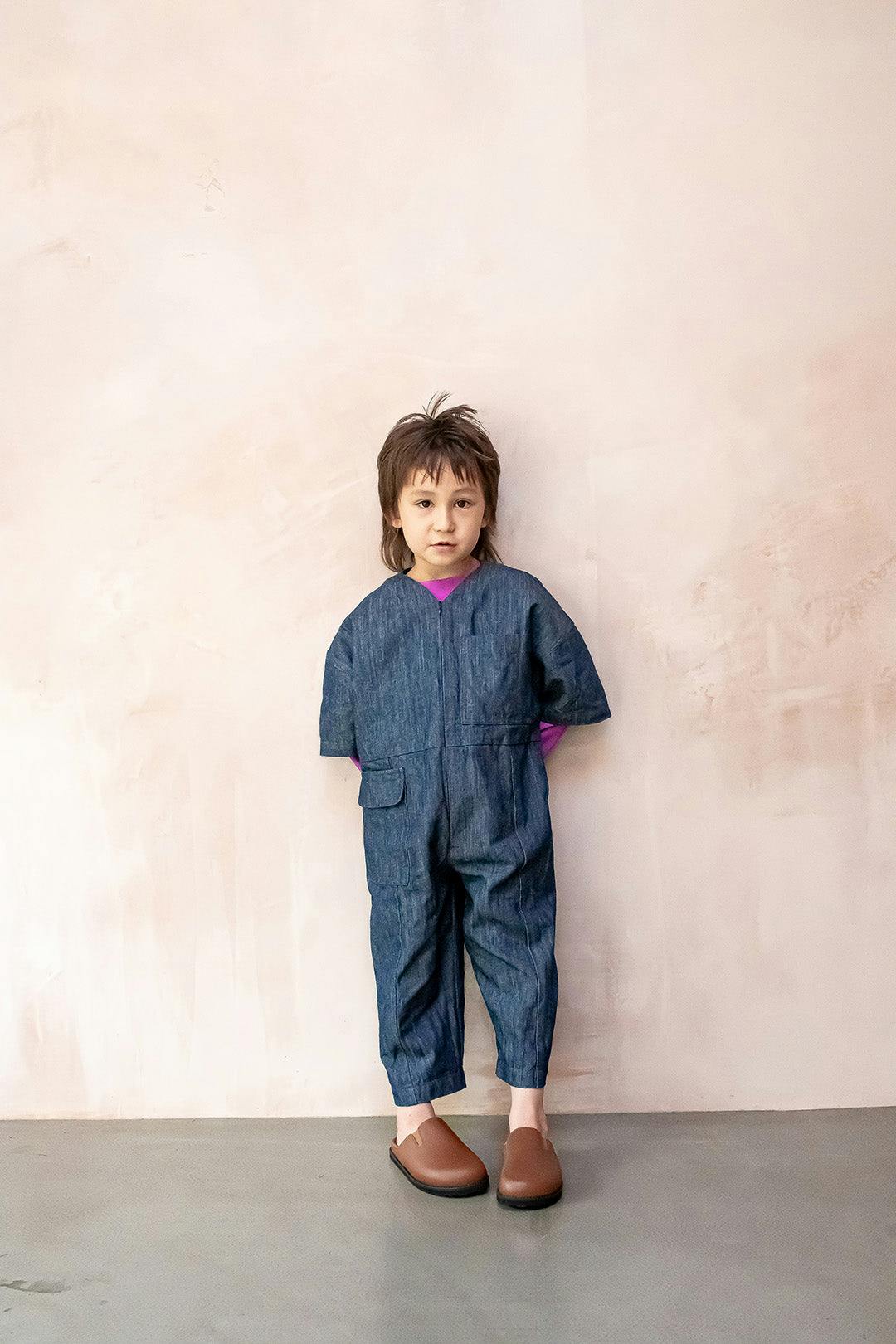 Kids Rae Embroidered Denim Boilersuit