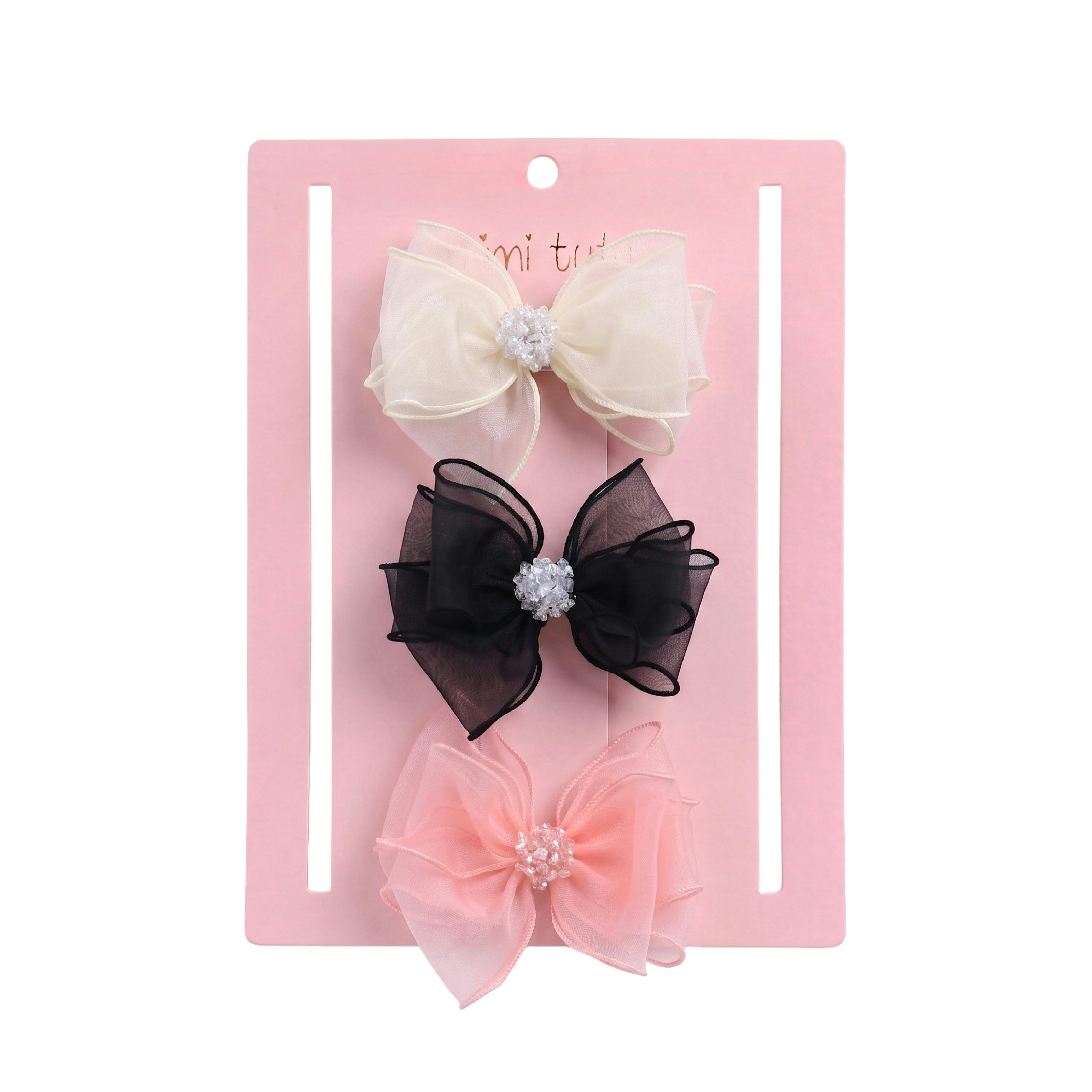Multicolor Crystal Accent Bow Set