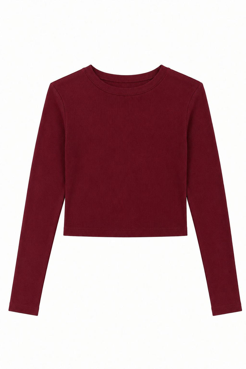 Bea Merlot Ribbed Long Sleeve