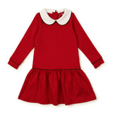 Lillian Girls' Dress Red with Green Piping