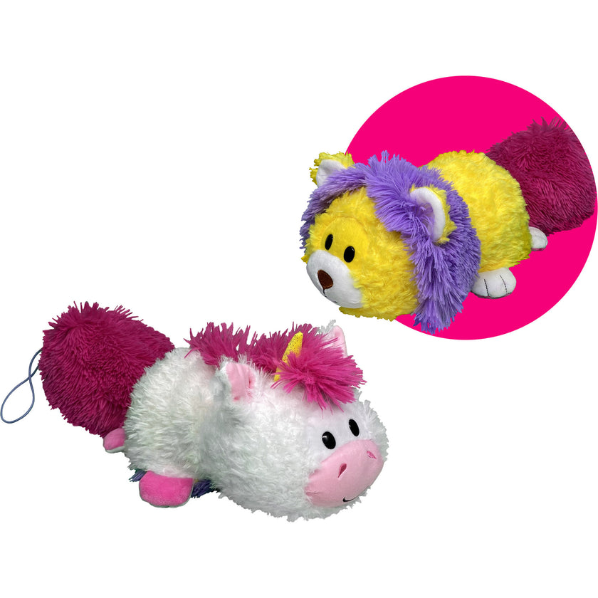 FlipaZoo Magic Tails White to Yellow - 2-In-1 Animal Plush w/ Bonus 3" Baby Org