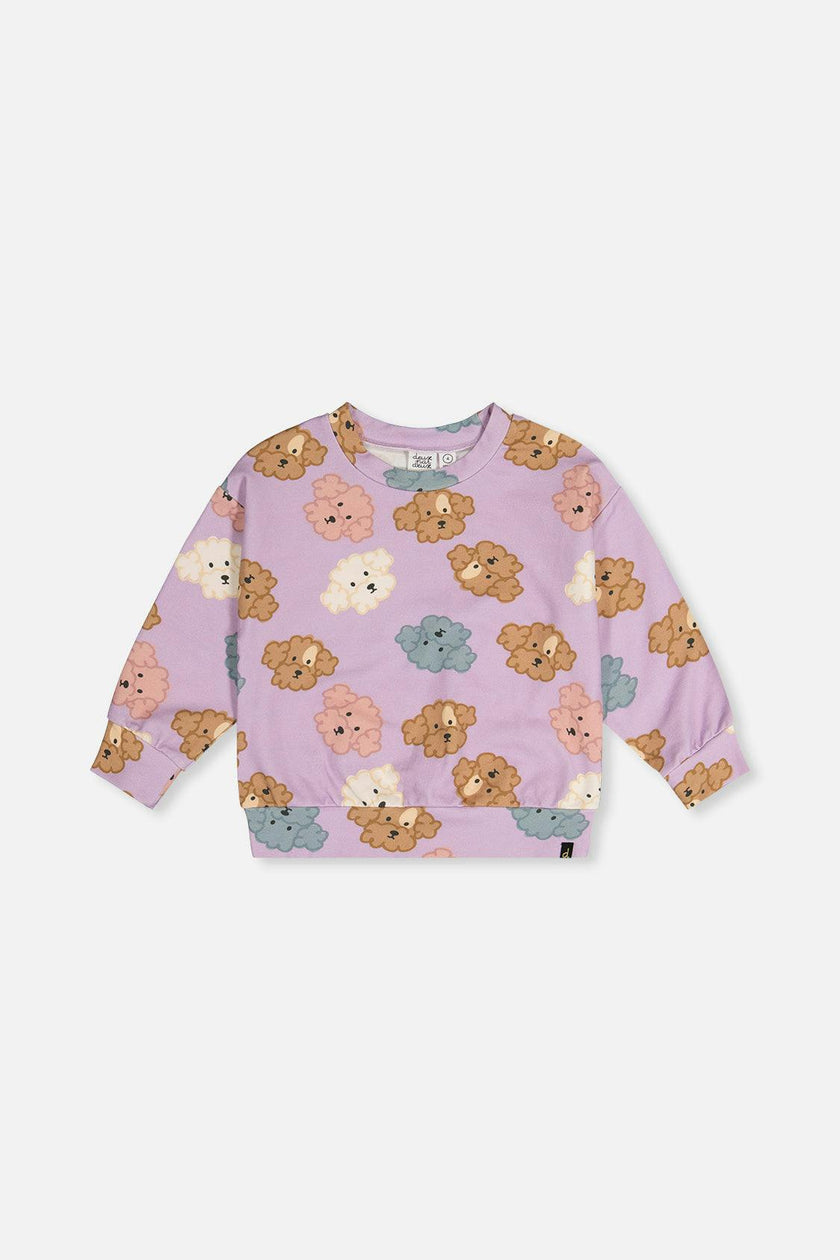 Printed Sweatshirt Purple Poodle Print