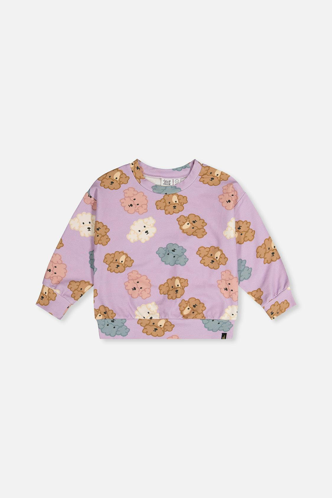 Printed Sweatshirt Purple Poodle Print