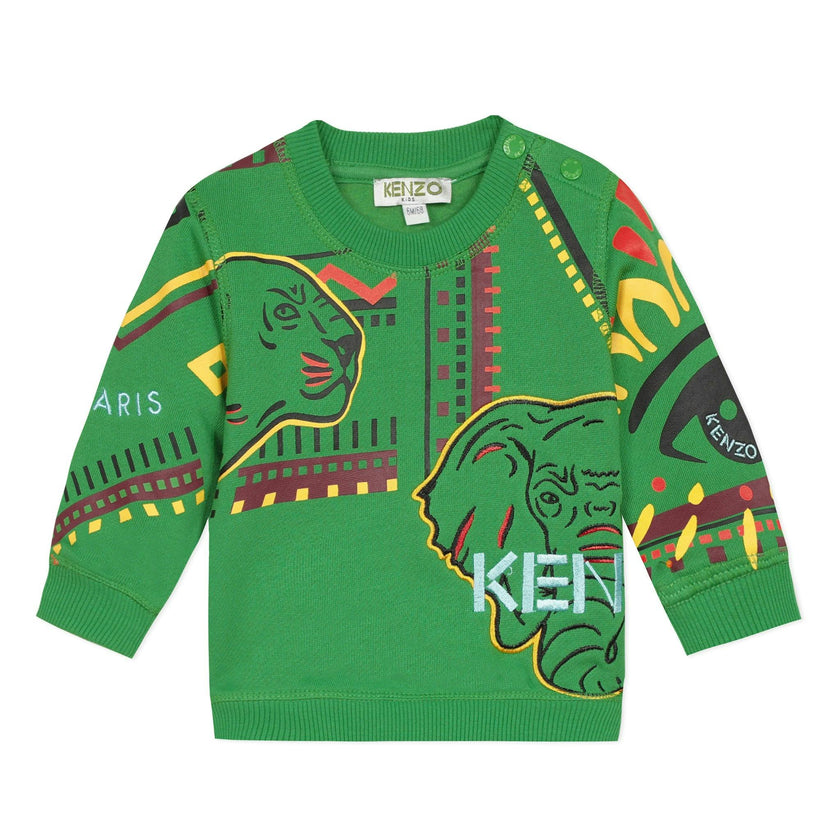 Green sweatshirt with mascots