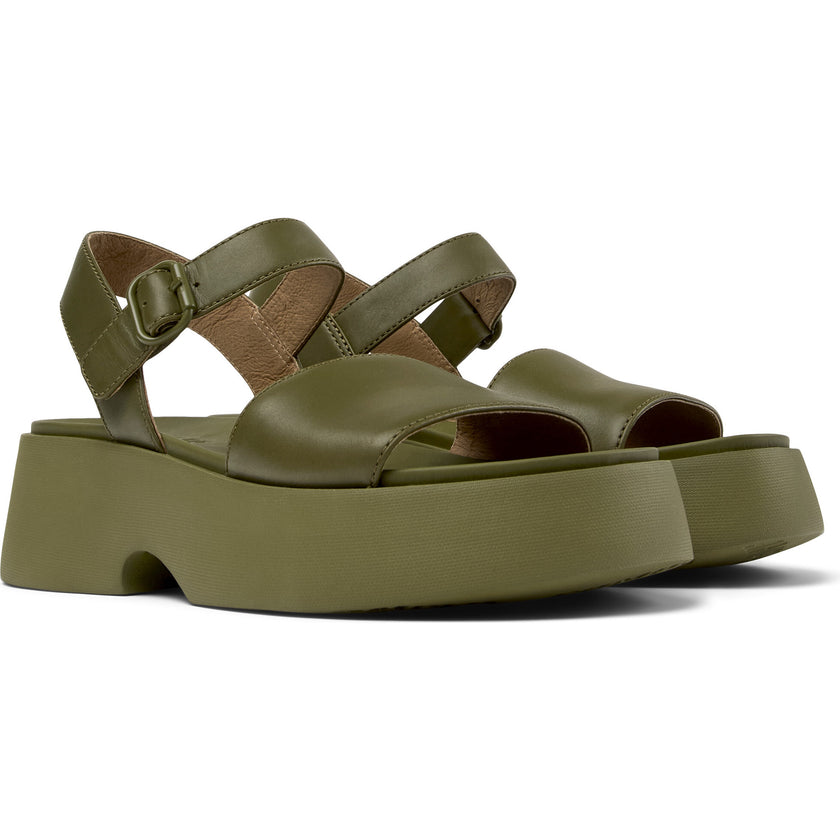 Oruga Calfskin Leather Flexible Sandals, Green
