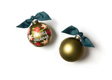 Seasons Greetings Poinsettia Glass Ornament
