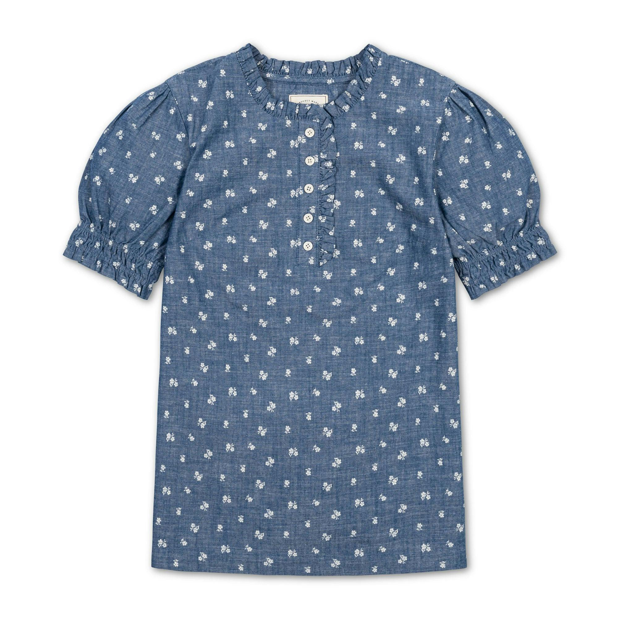 Organic Chambray Puff Sleeve Top