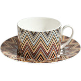 Tea Cup & Saucer Zig Zag Set of 2 In Luxury Box Jarris 148 Diam. 3.3"