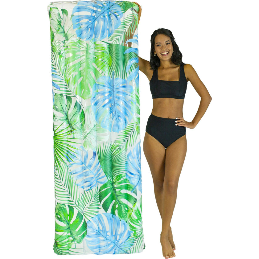 Resort Collection Deluxe Pool Raft 74 x 30" with Tropical Print