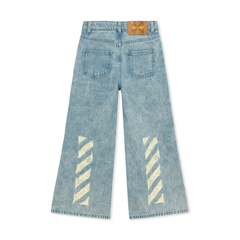 Light Blue Diagonal Sketch Denim Pants