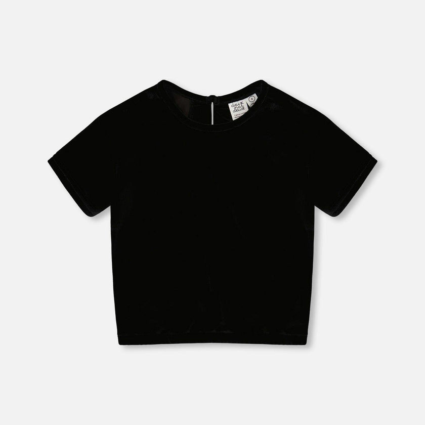 Short Sleeve Stretch Velour Top