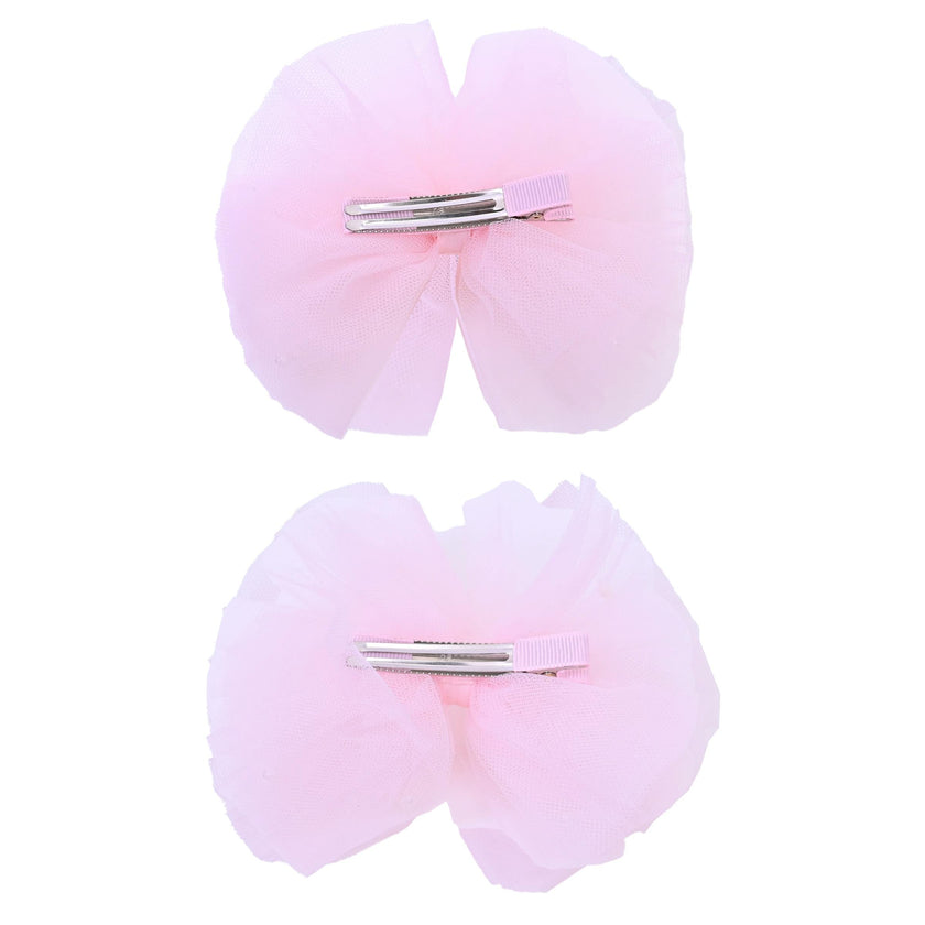 Tulle Bow Pearl Accented Hairclip Set