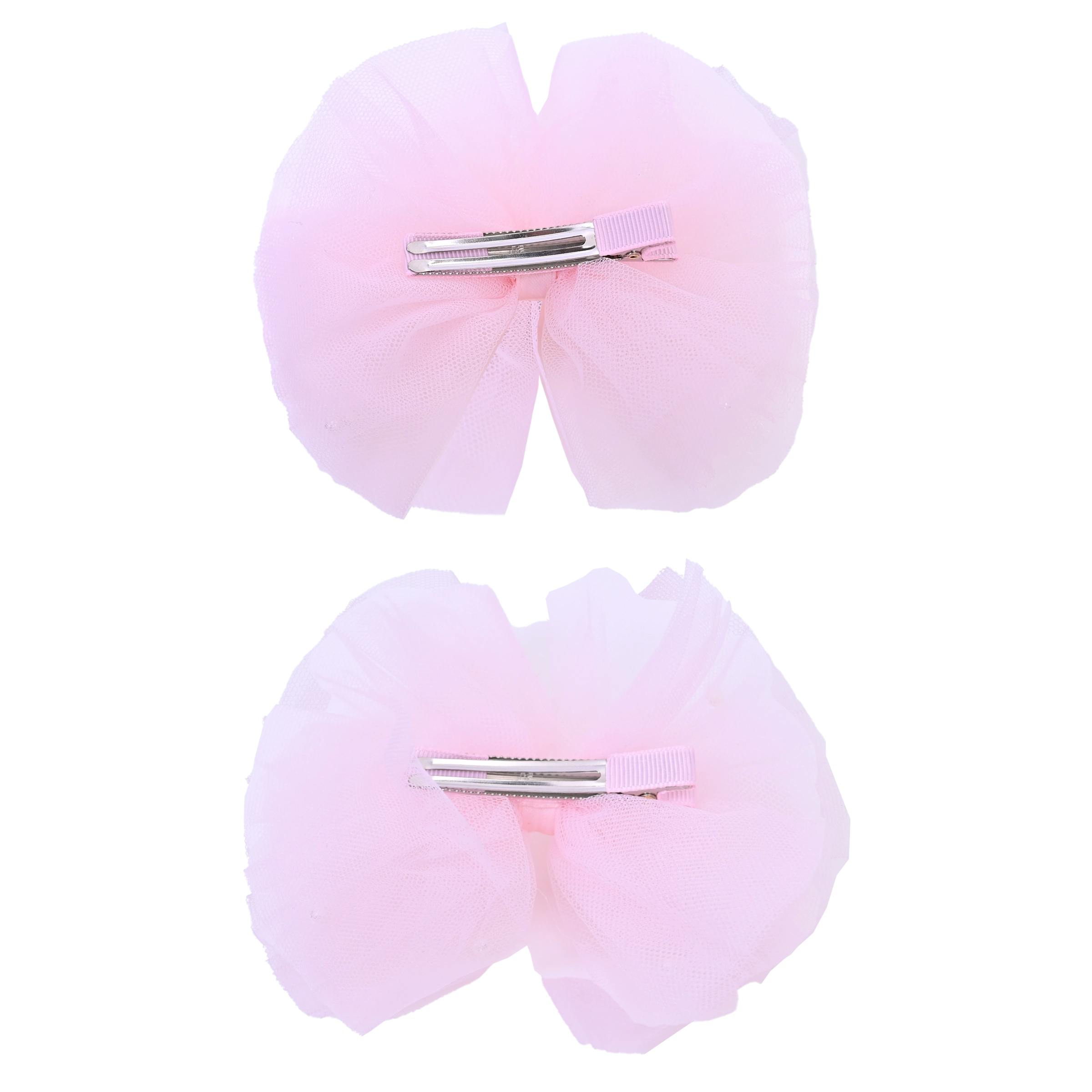Tulle Bow Pearl Accented Hairclip Set