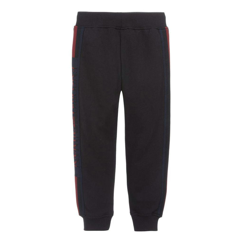 Black Logo Stripe Track Pants
