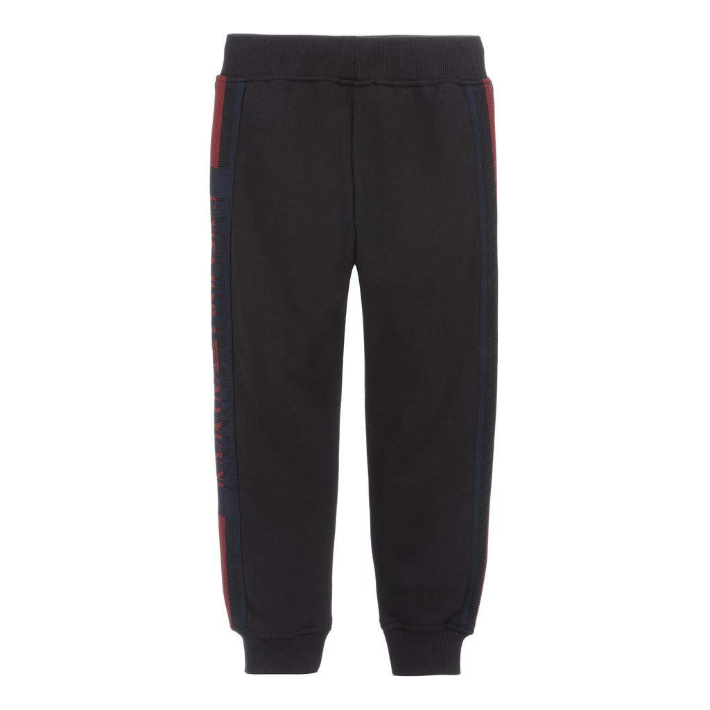 Black Logo Stripe Track Pants