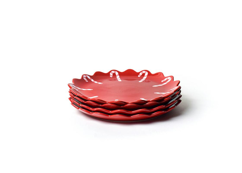 Red Candy Cane Scallop Dinner Plate Set of 4
