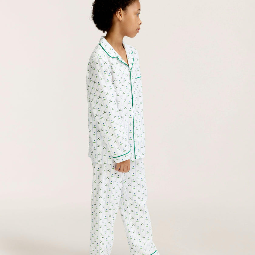 Kid's Twill Pajama Set in Fairway Stripe