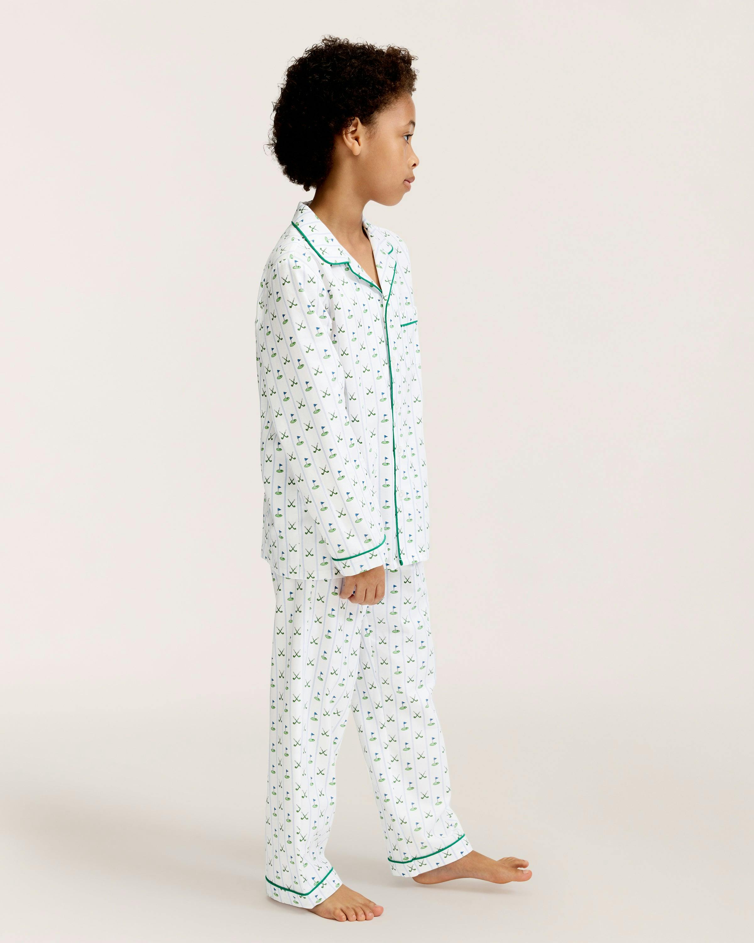 Kid's Twill Pajama Set in Fairway Stripe