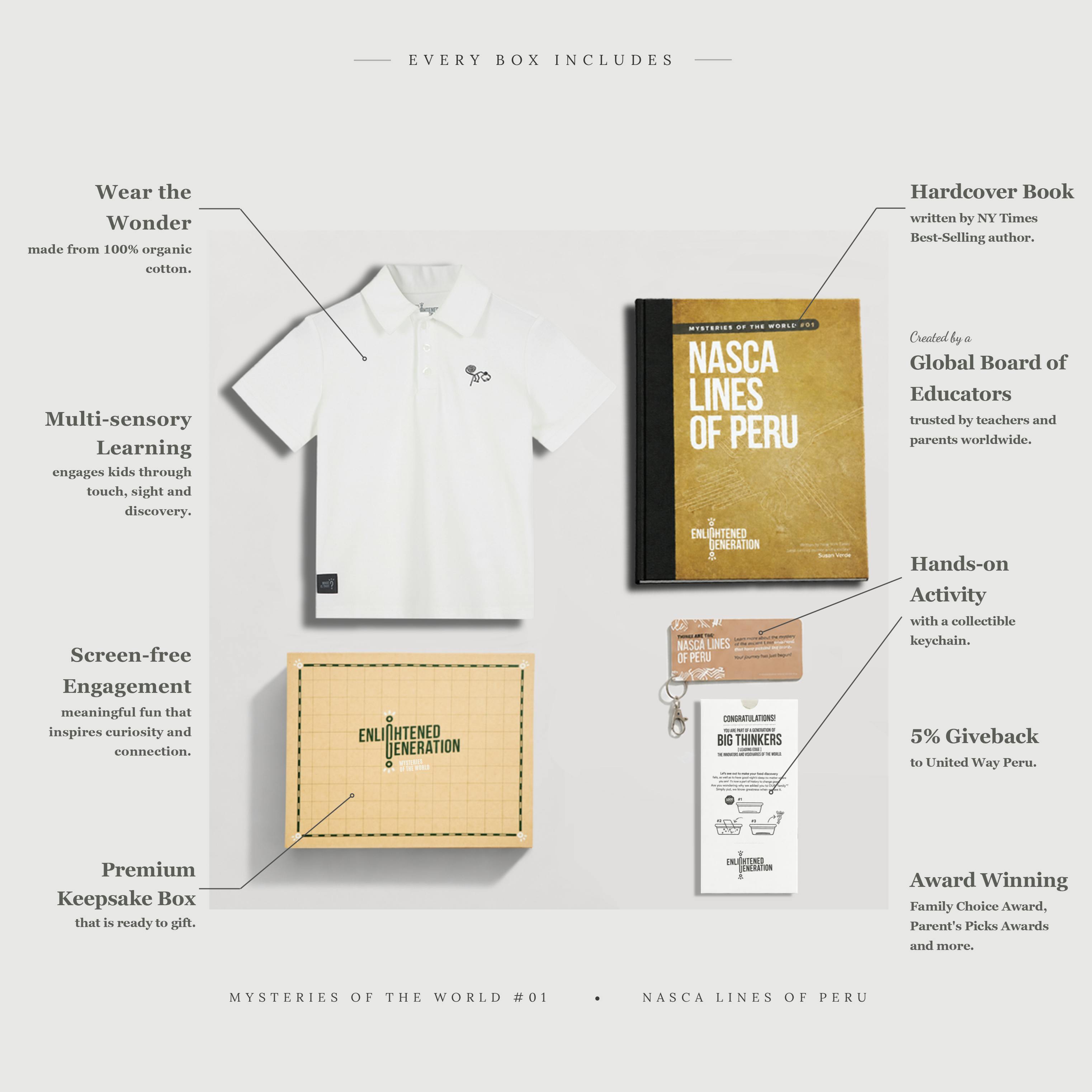 Nasca Gift Box with Curious Monkey Embroidered Kids Polo, Book, and Activities