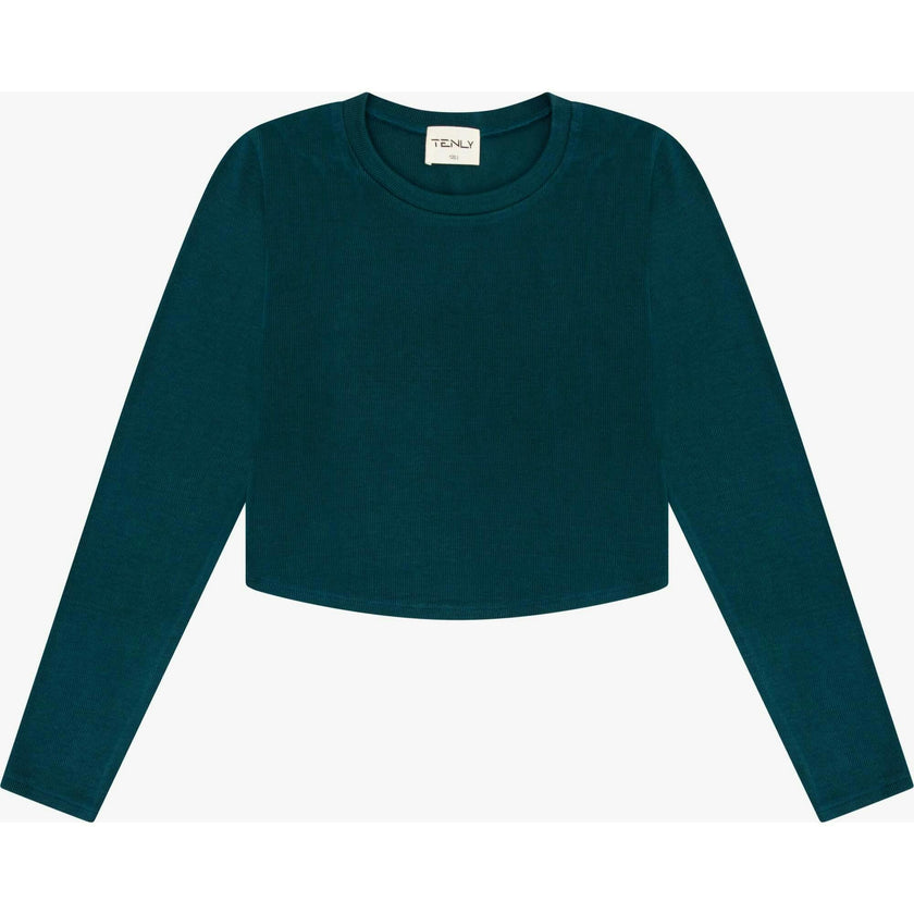 Tenly Rayon Rib Curved Hem L/S Top