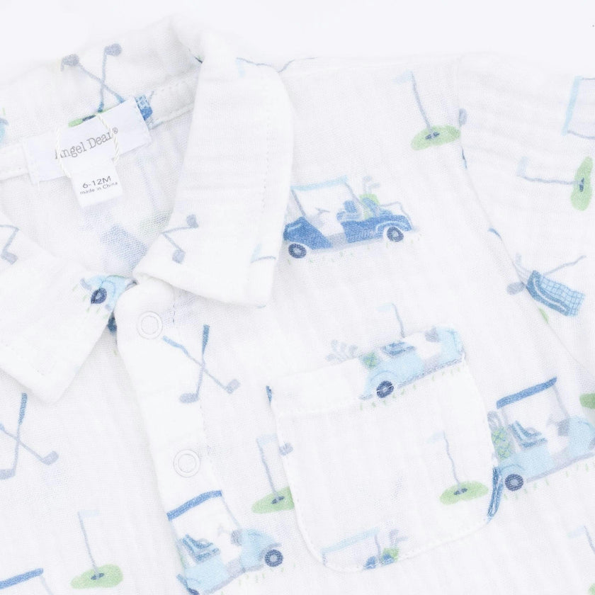 Baby Golf Carts Blue - Polo Button Up with Casual Short