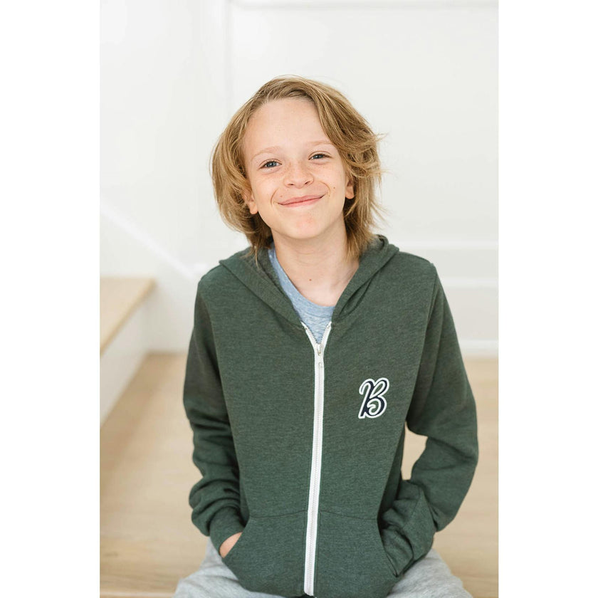 Hooded Zip-up Sweatshirt Retro Initial