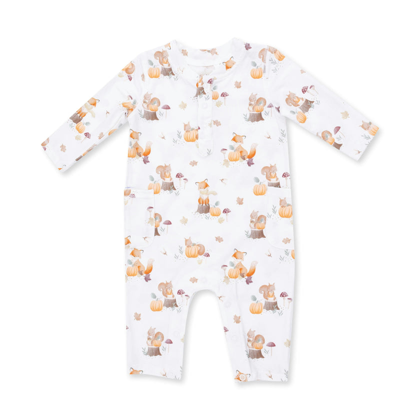 Woodland Animals with Pumpkins - Uni Romper
