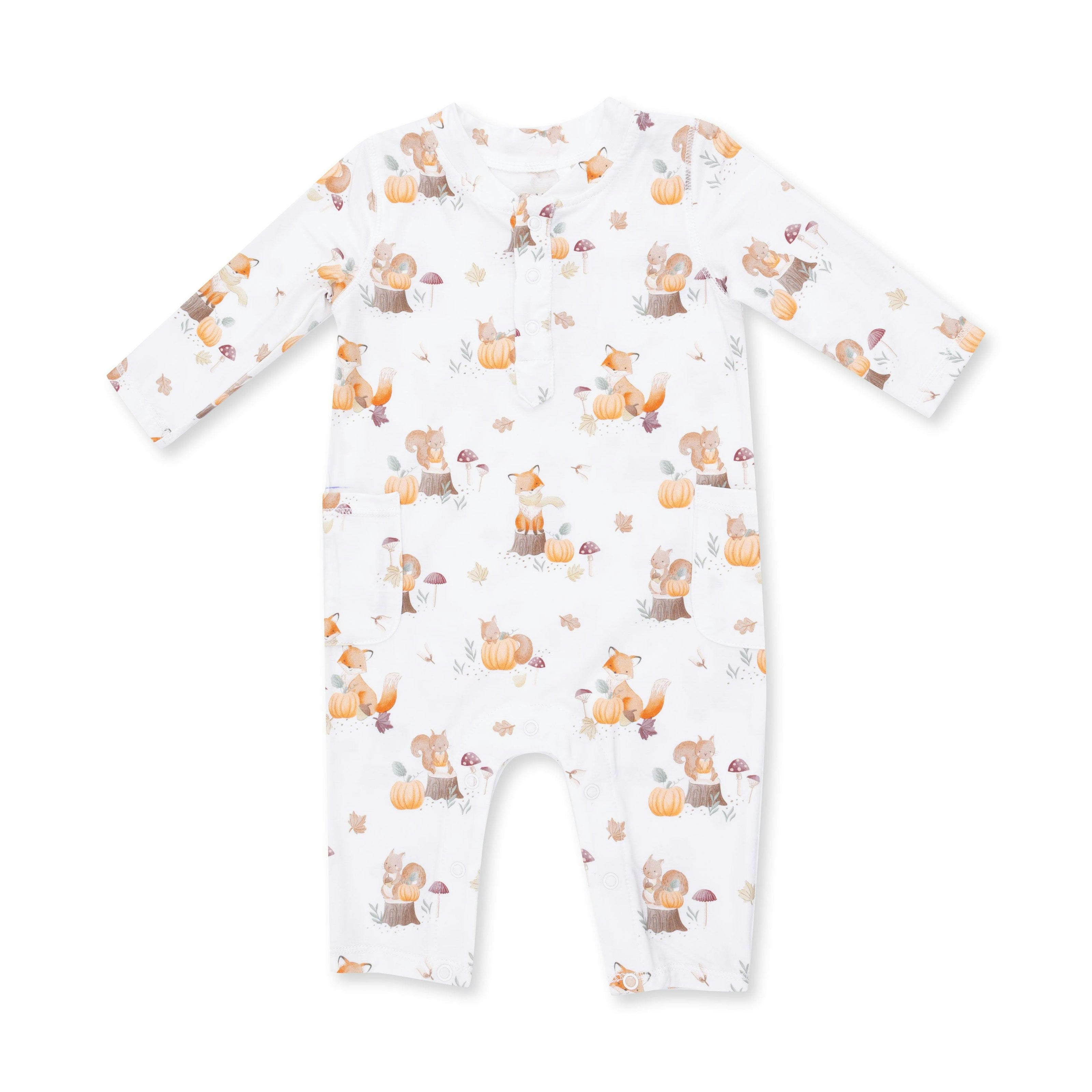 Woodland Animals with Pumpkins - Uni Romper