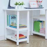 Wooden Desk & Chair Set with 4 Storage Shelves