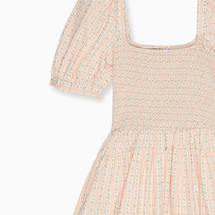 Pink Floral Stripe Sevilla Women Knee Length Dress