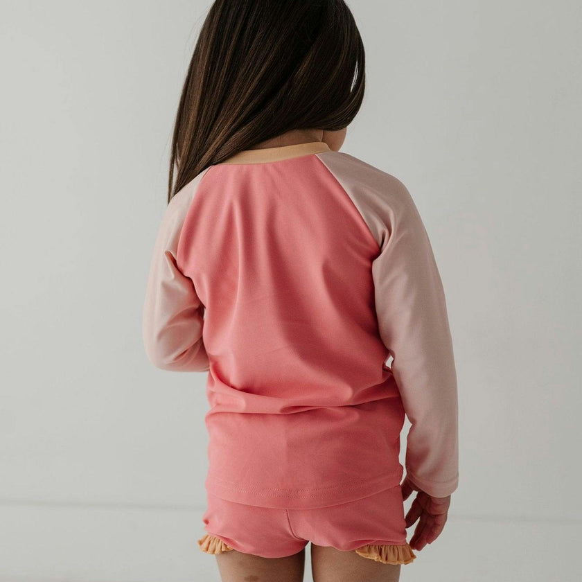 Girl's Zip Rash Guard Swimsuit