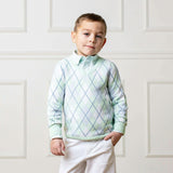 Organic Long Sleeve Fine Gauge V-Neck Sweater, Blue