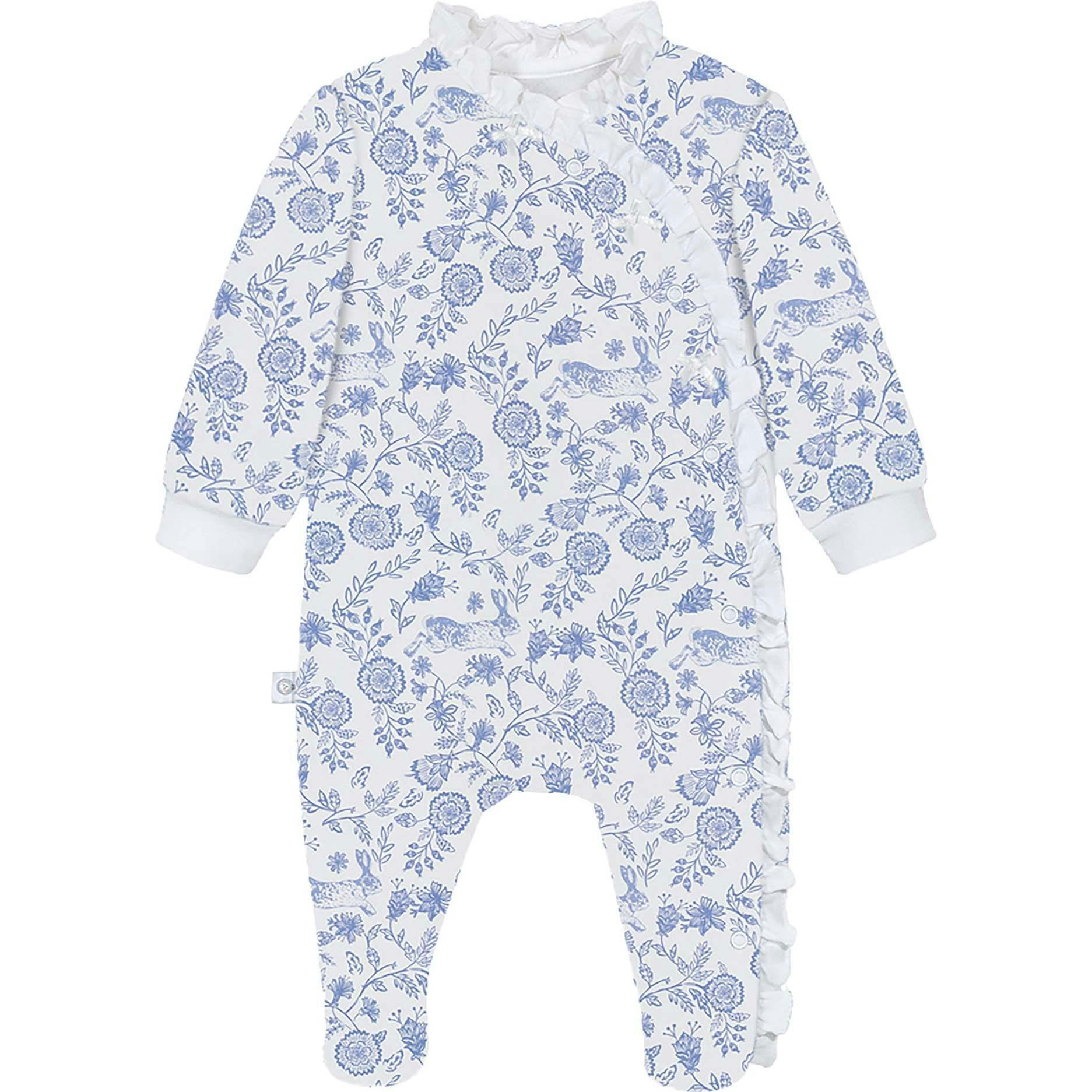 Floral Bunnies Pima Cotton Baby One-Piece Pajamas