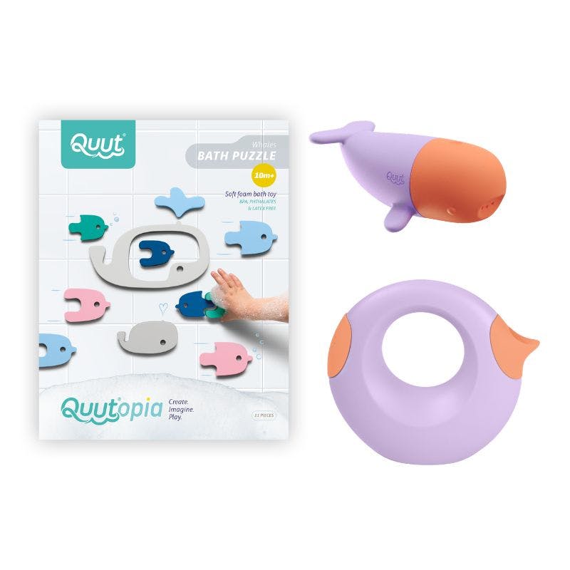 Whale Bath Bundle – Squeezi Whale, Bath Puzzle Whale & Cana Watering Can
